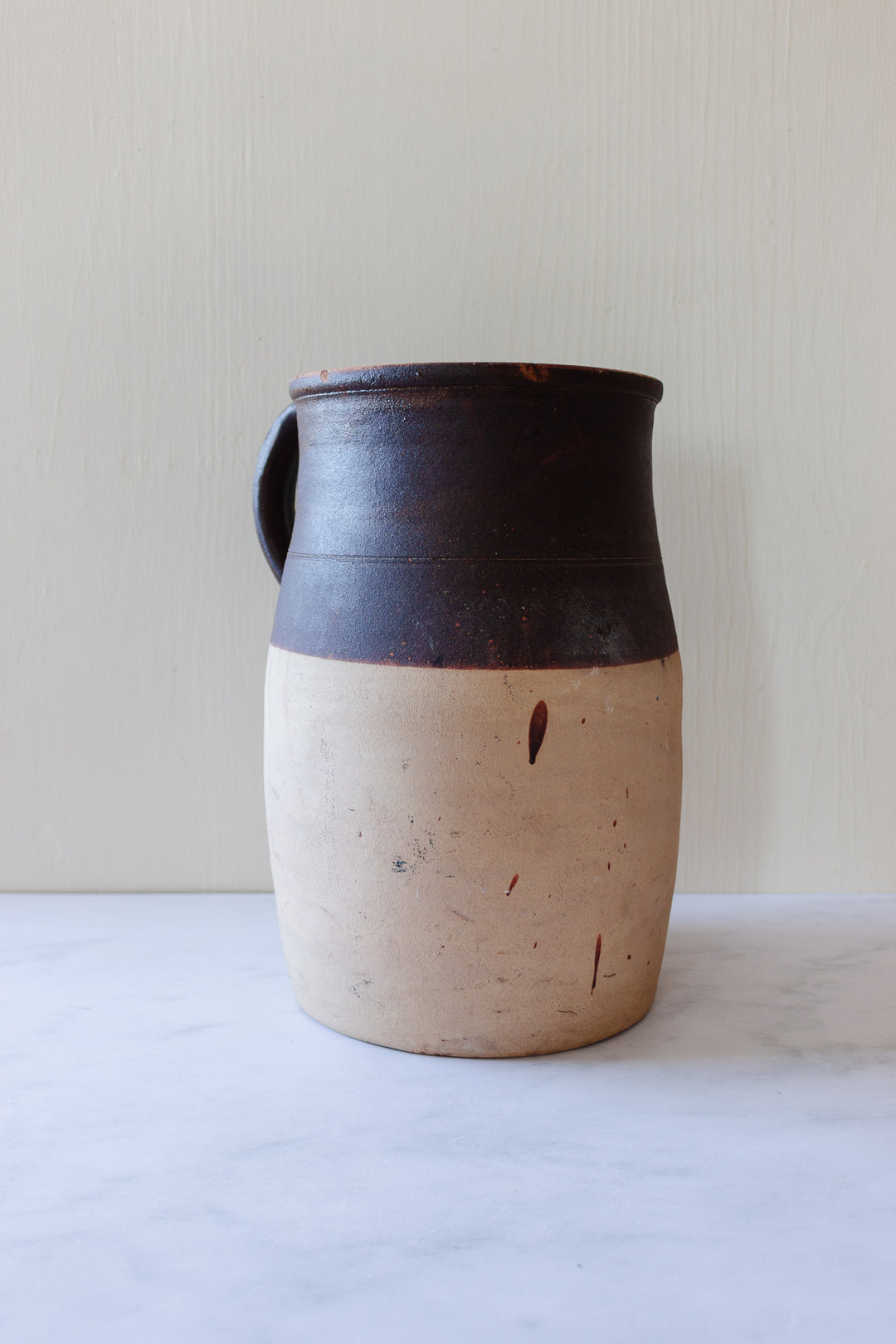 vintage french demiglaze oversized stoneware vessel