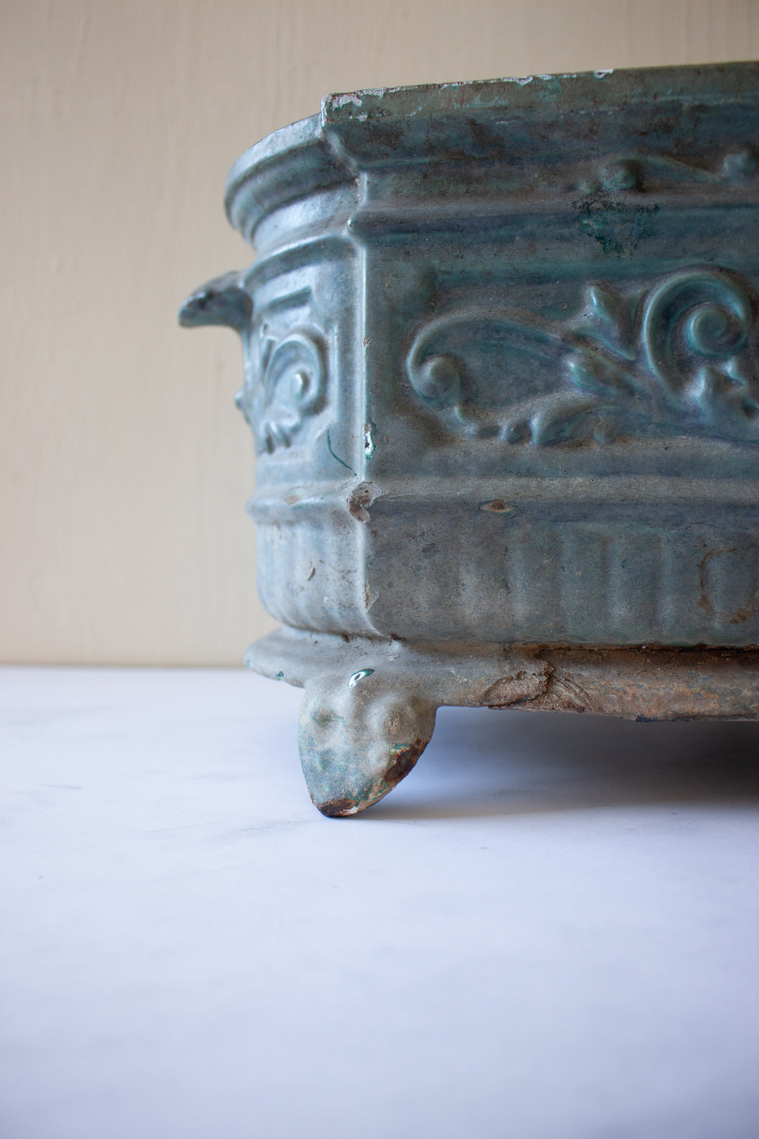 turn of the century french enamelled cast iron jardinière