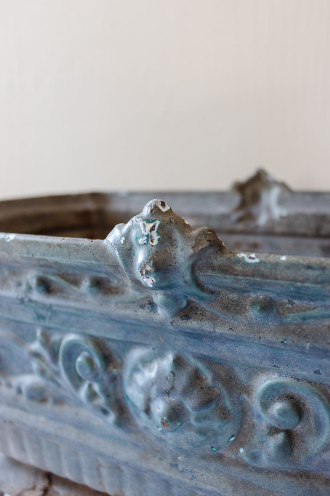 turn of the century french enamelled cast iron jardinière