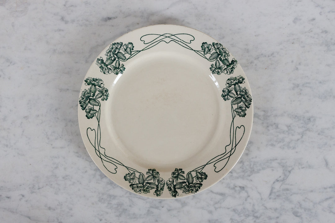 antique french sarreguemines transferware dish set