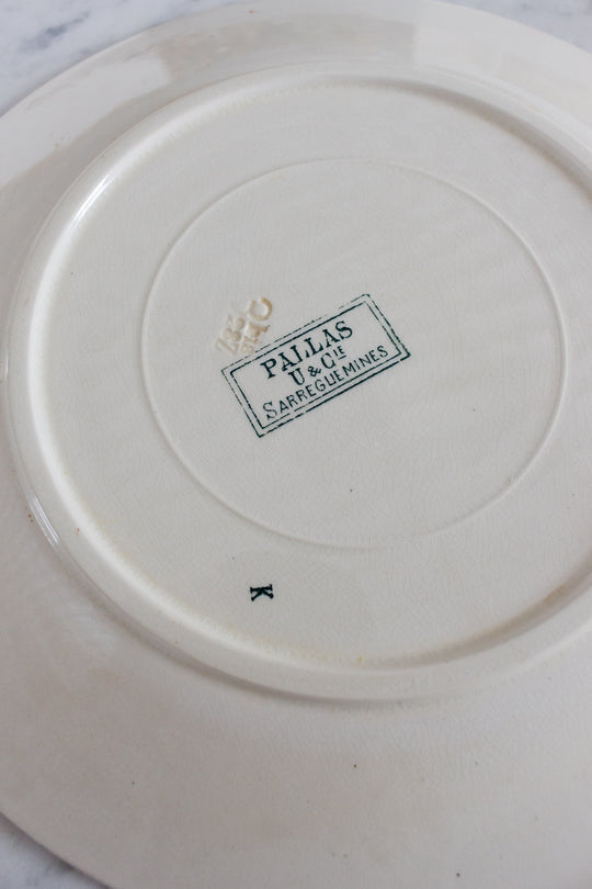 antique french sarreguemines transferware dish set