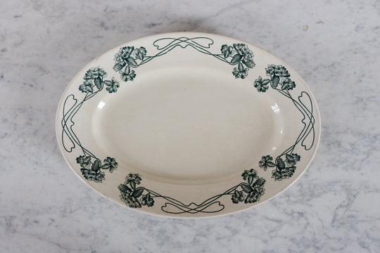 antique french sarreguemines transferware dish set