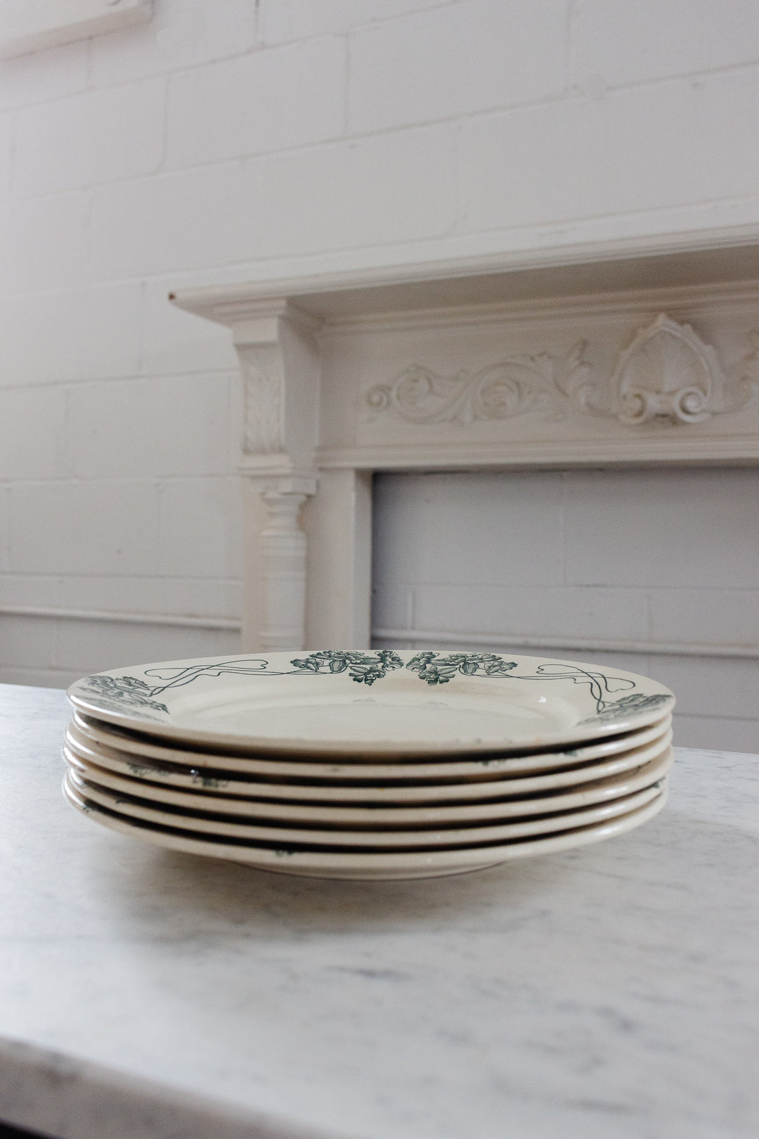 antique french sarreguemines transferware dish set