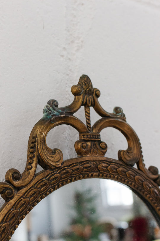 vintage french ornate cast brass mirror