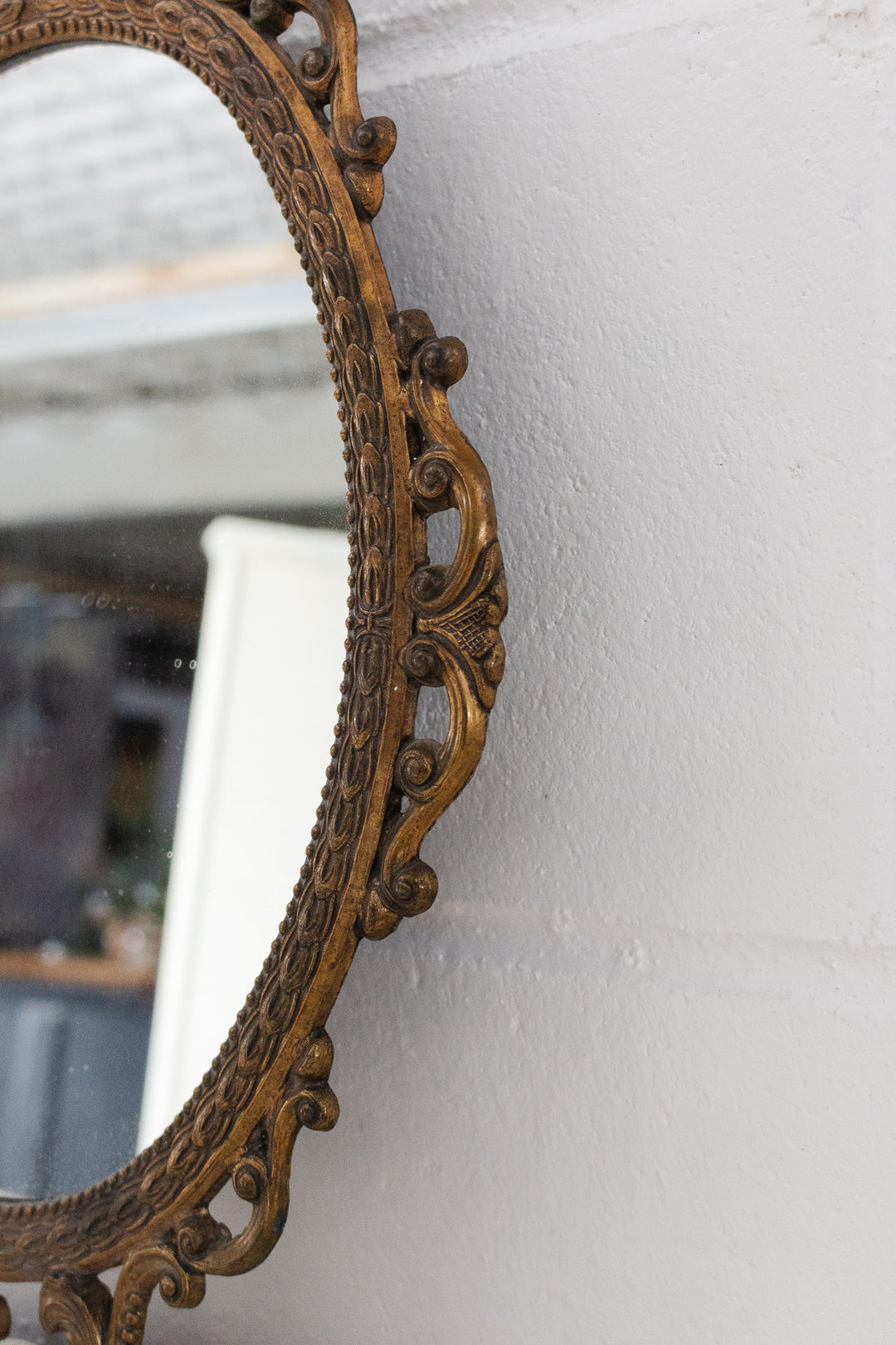 vintage french ornate cast brass mirror