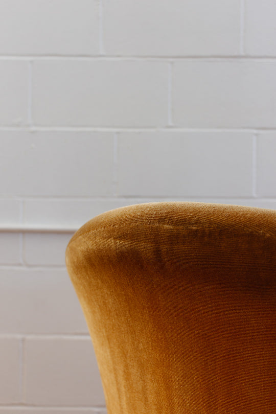 pair of matching vintage french mustard crapaud chairs