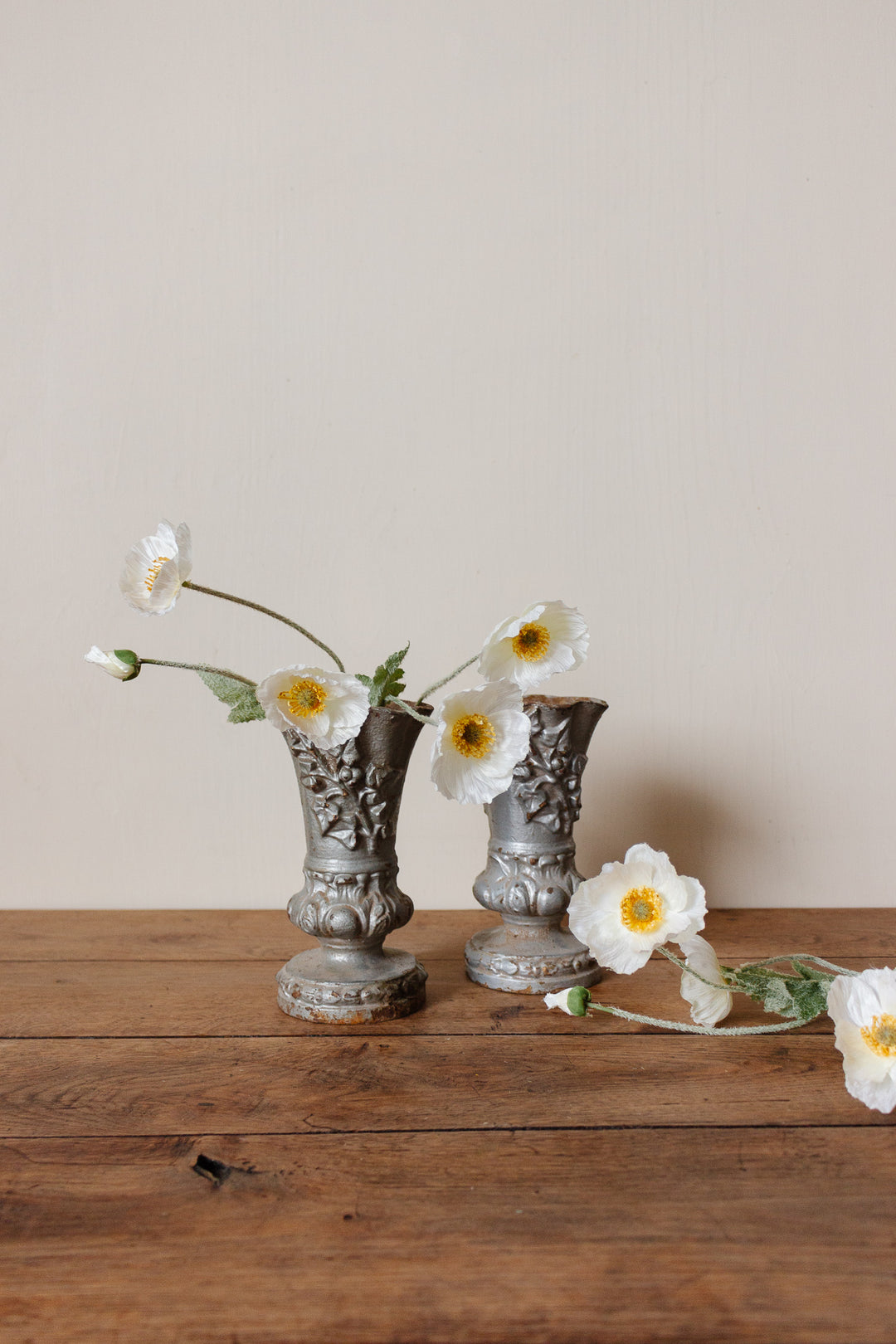 pair of 1940s French cast iron vases