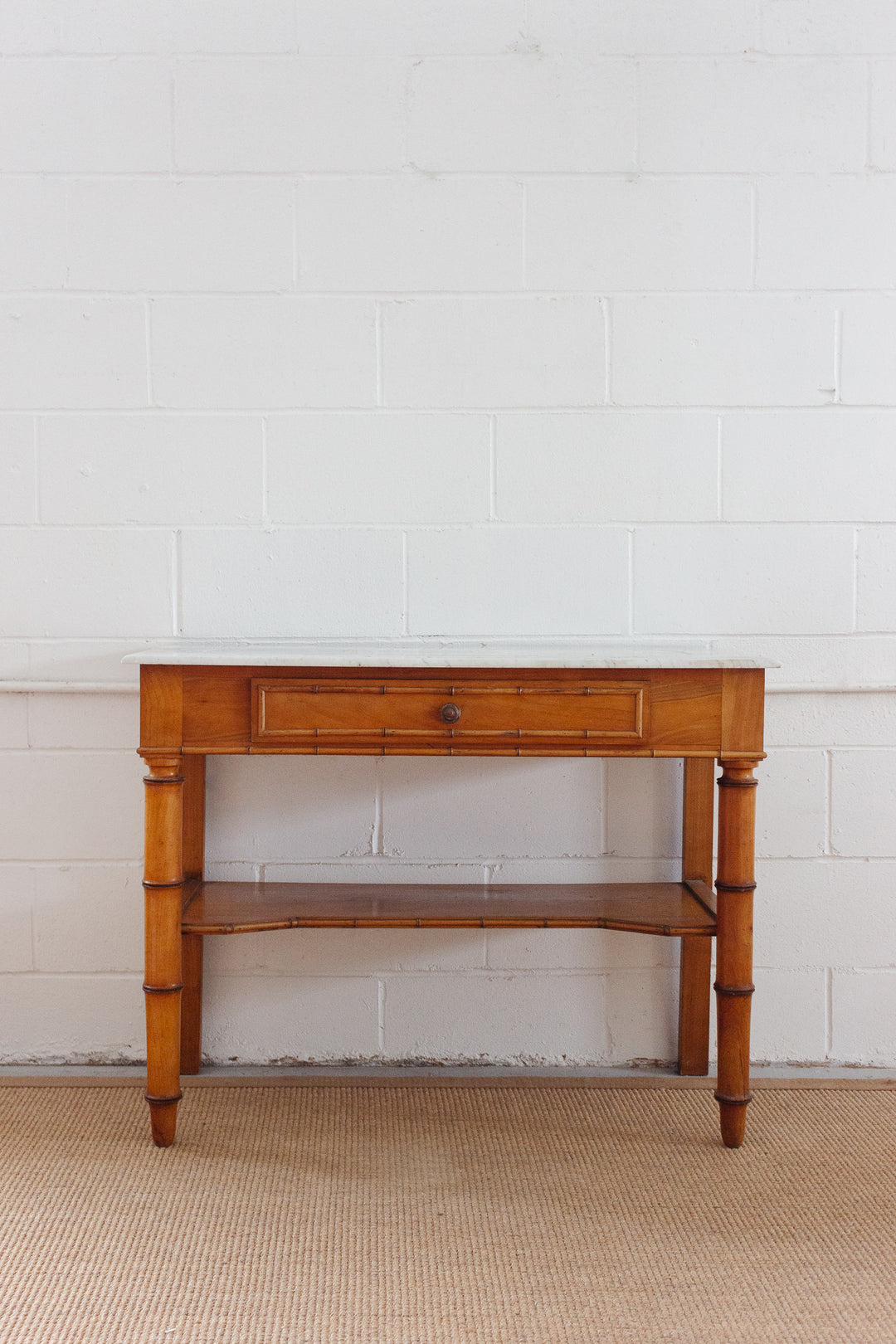 19th century french faux bamboo marble top vanity