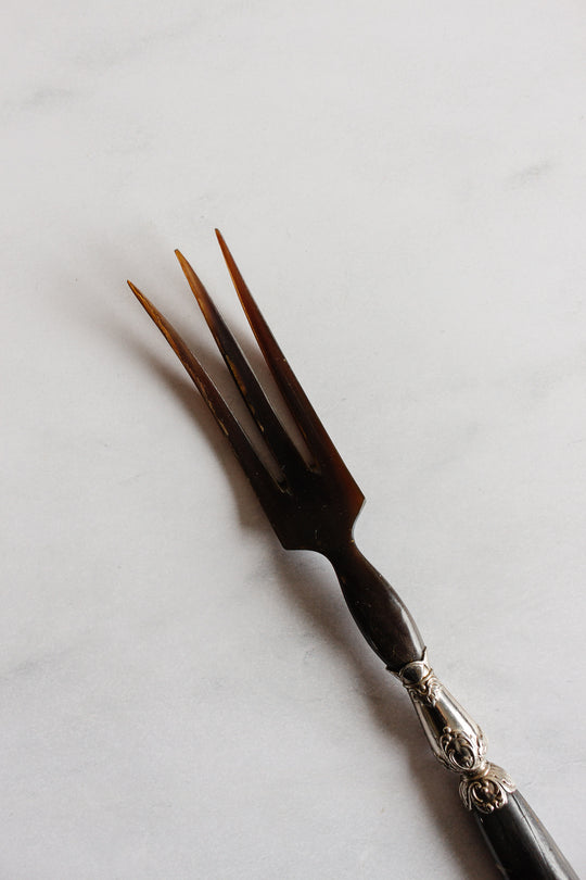 rare antique french horn & ebony serving set