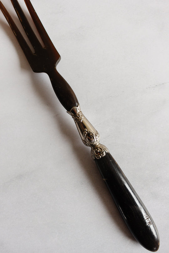 rare antique french horn & ebony serving set