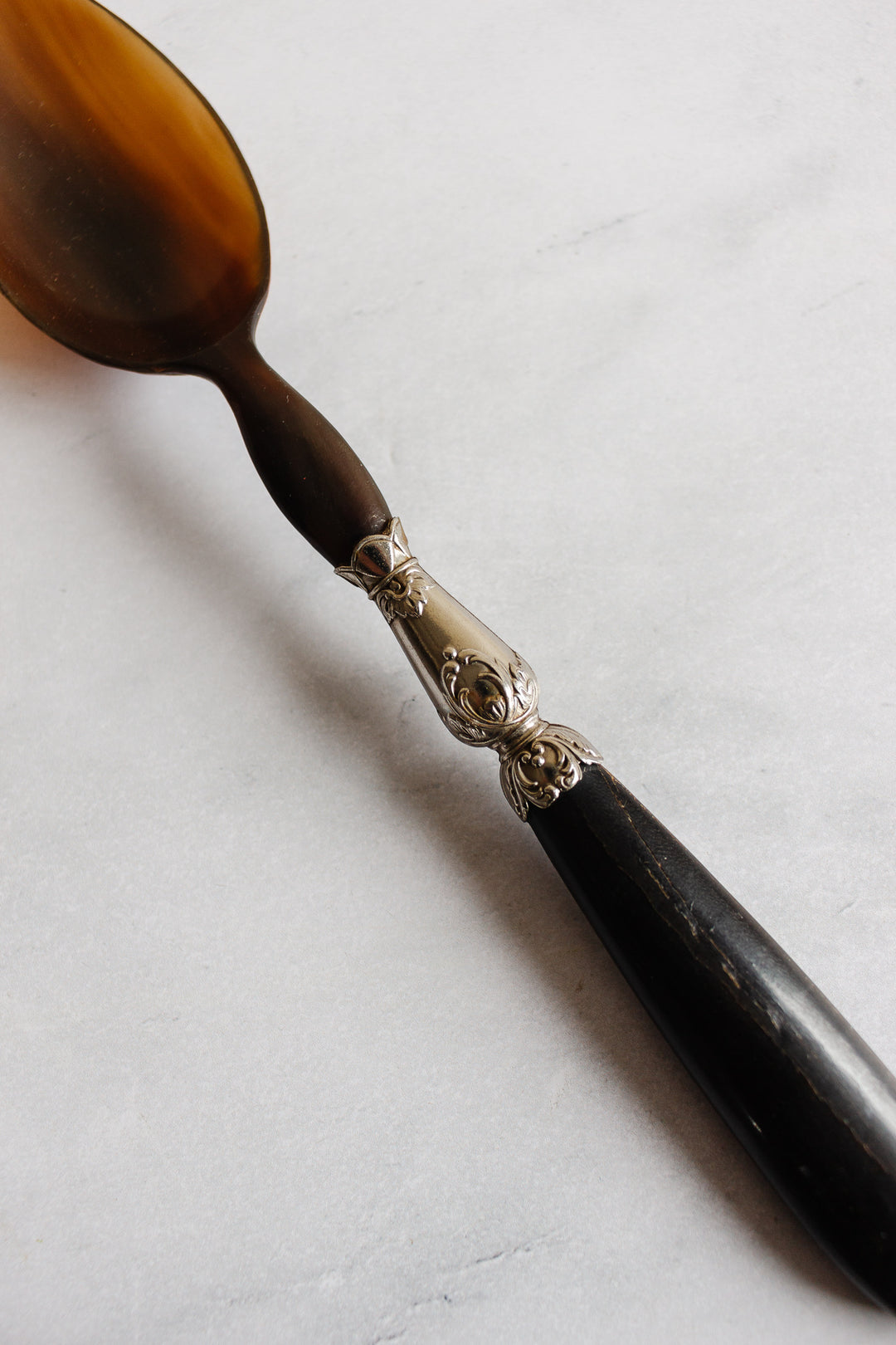 rare antique french horn & ebony serving set