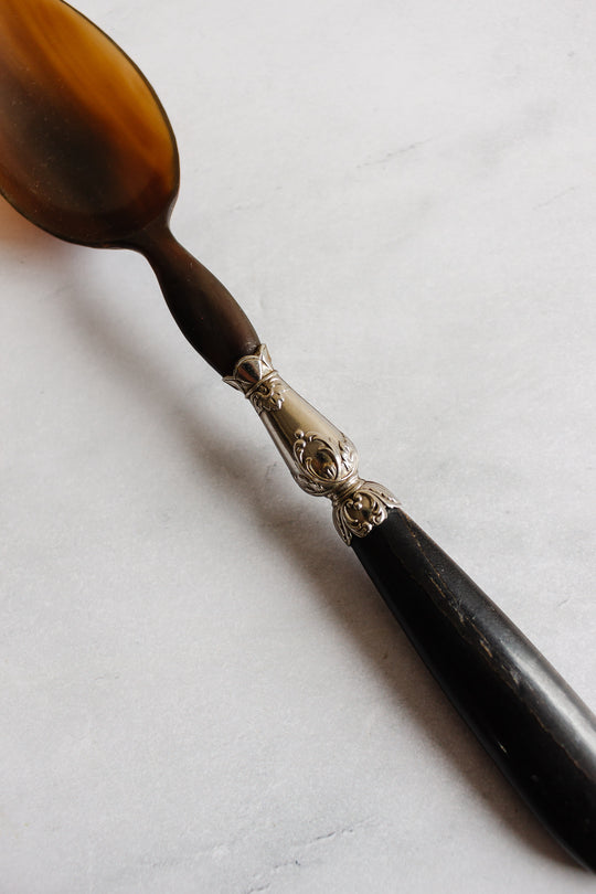 rare antique french horn & ebony serving set