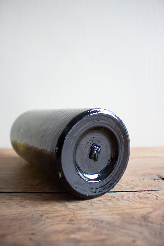 set of three antique green glass bottles