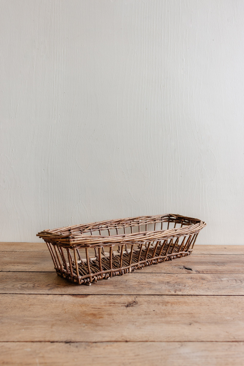 antique French spindle woven bread basket