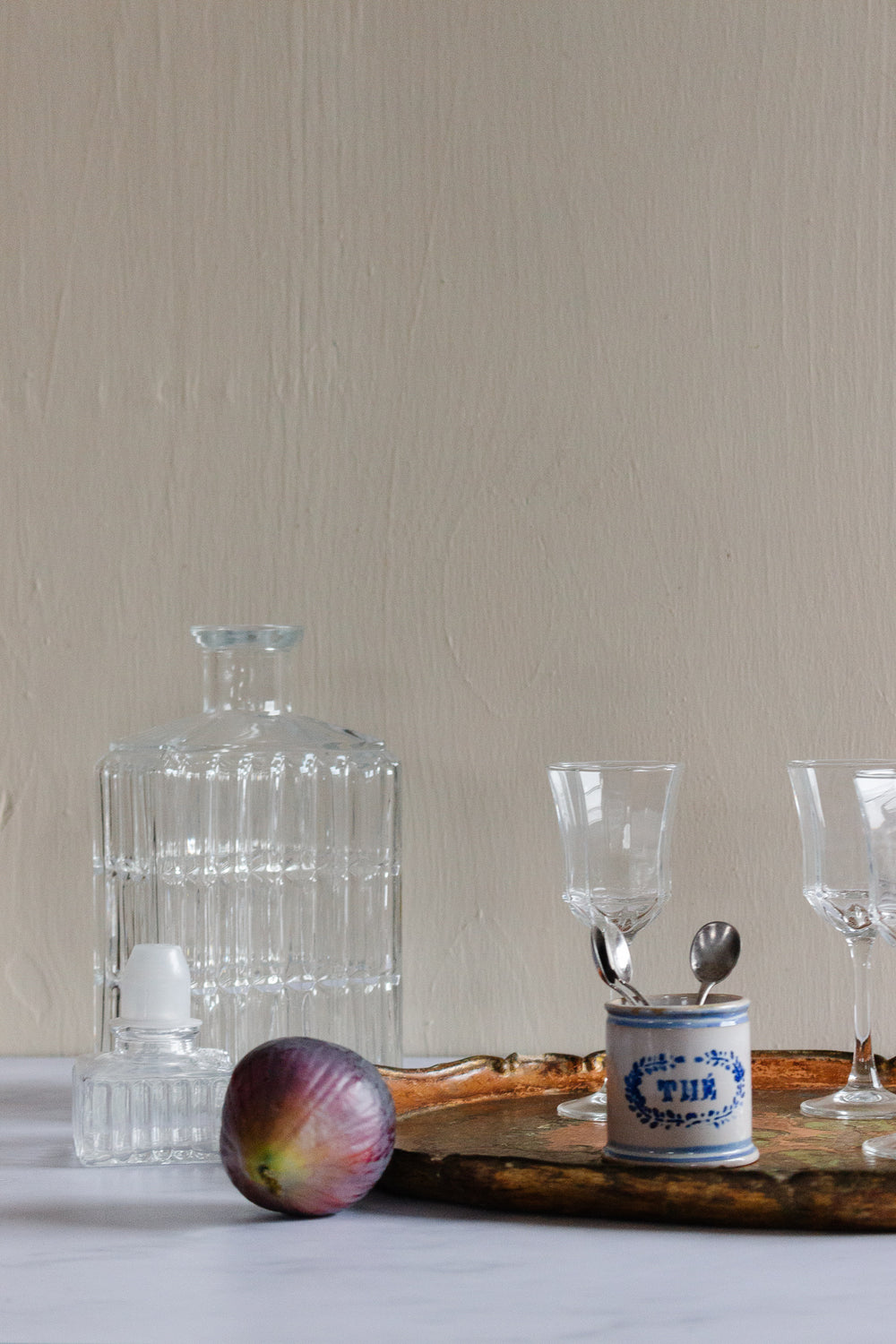 antique French petite "thé" ceramic caddy cup