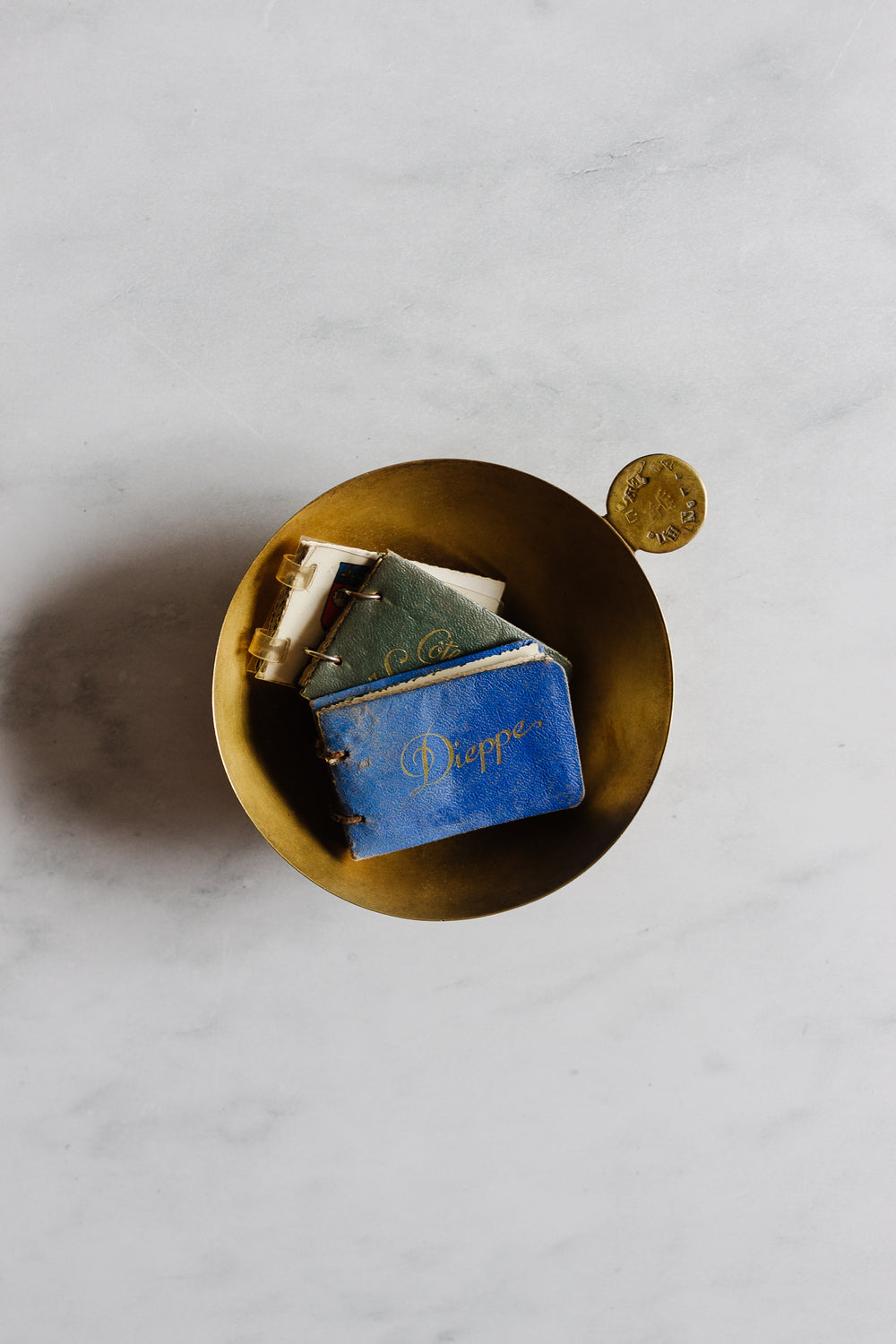 19th century French brass bakery weigh scale cup with hallmarks