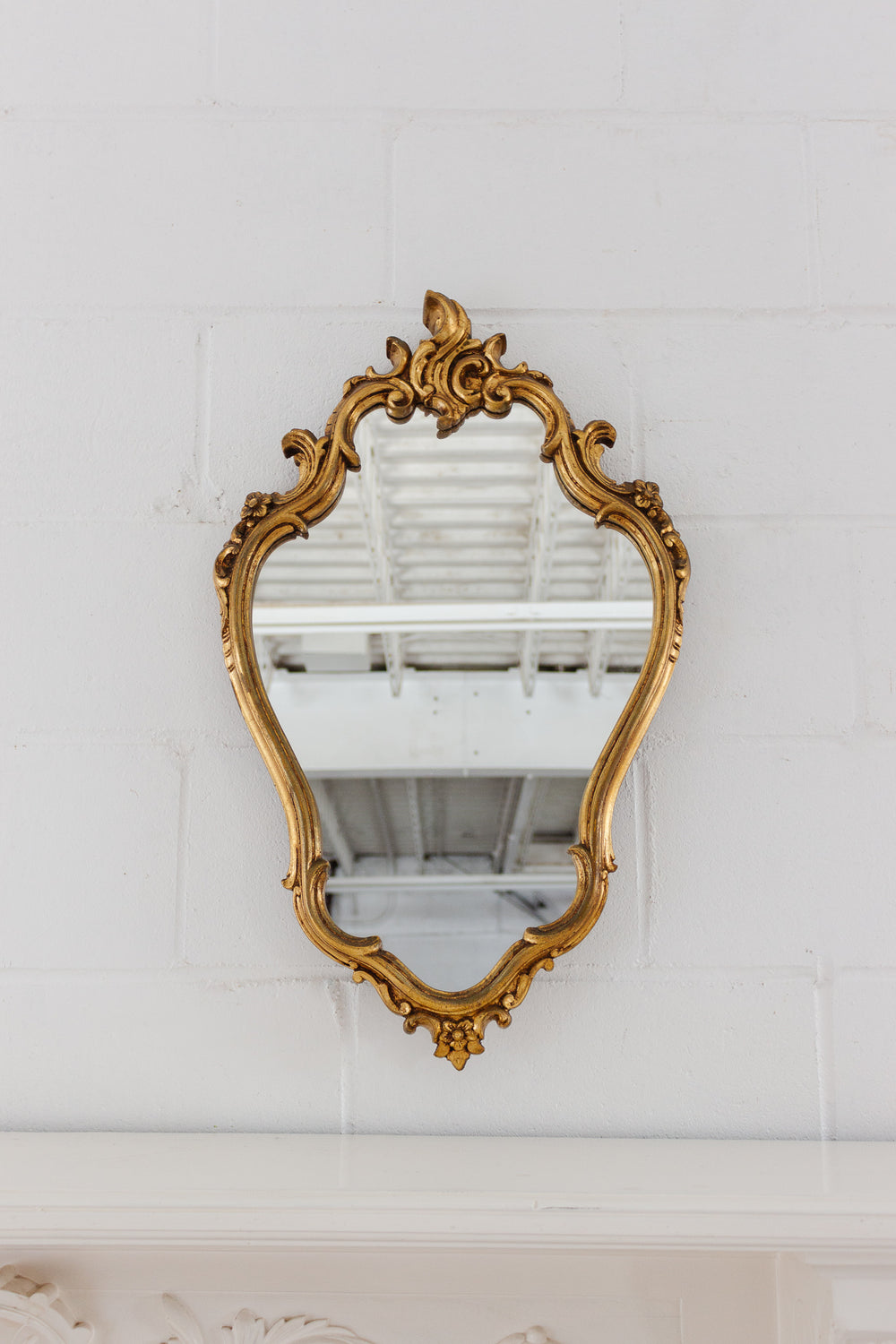 midcentury French rococo Louis XV style gilt wood mirror