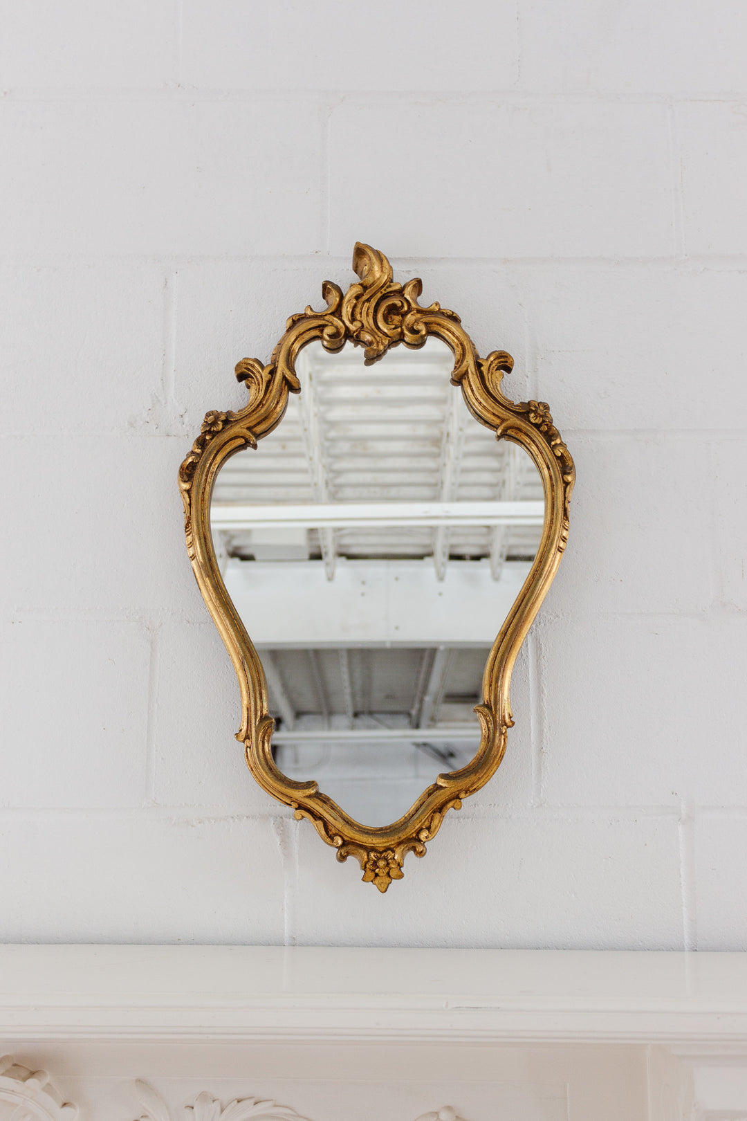 midcentury French rococo Louis XV style gilt wood mirror