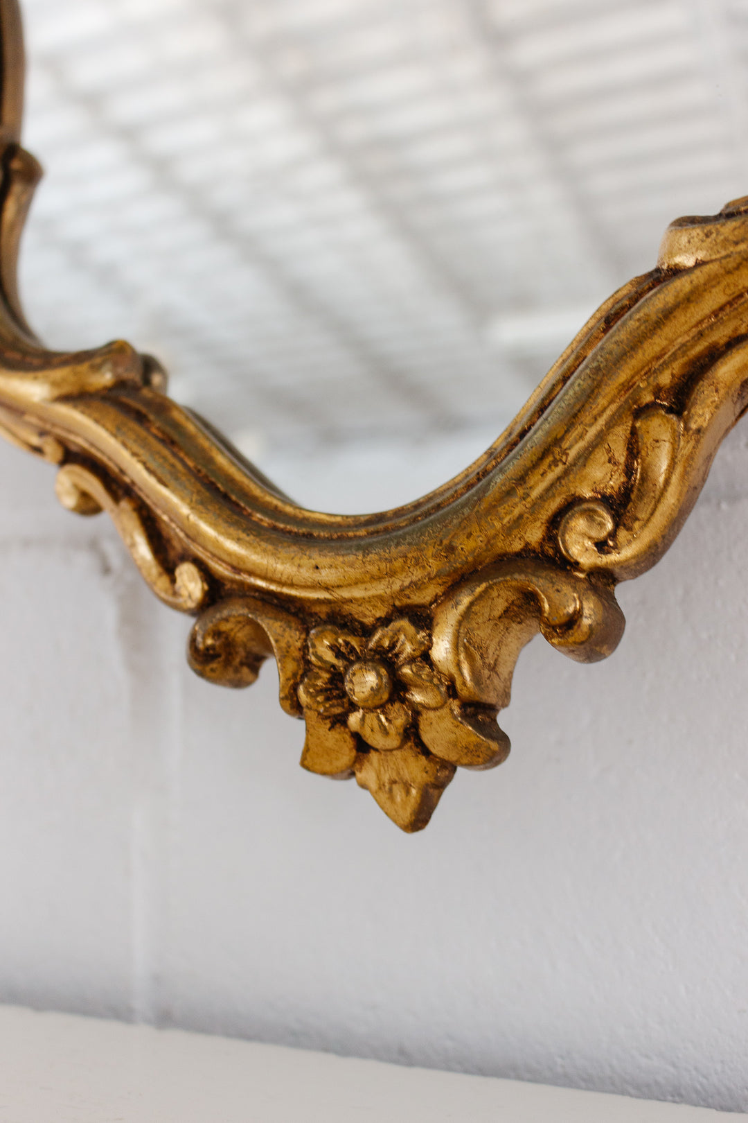 midcentury French rococo Louis XV style gilt wood mirror