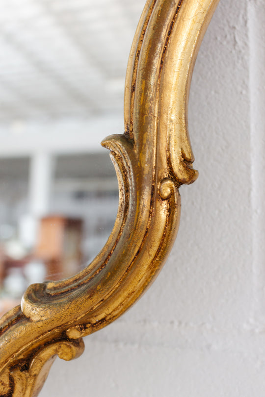 midcentury French rococo Louis XV style gilt wood mirror