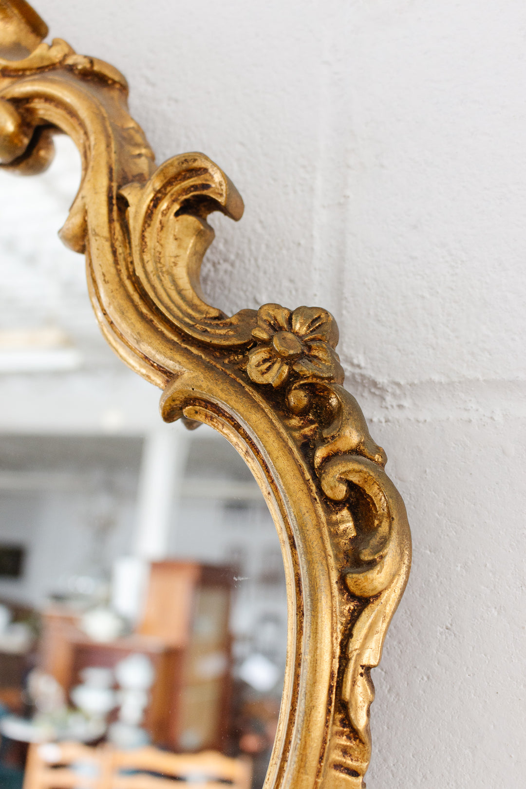 midcentury French rococo Louis XV style gilt wood mirror