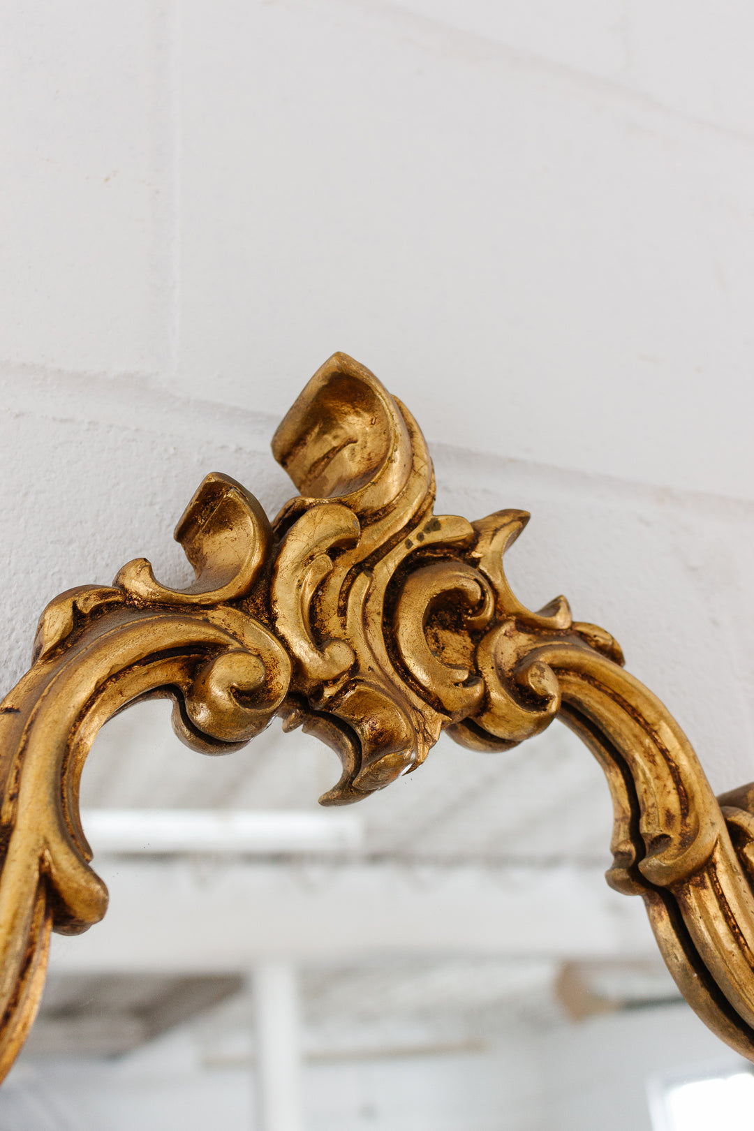 midcentury French rococo Louis XV style gilt wood mirror