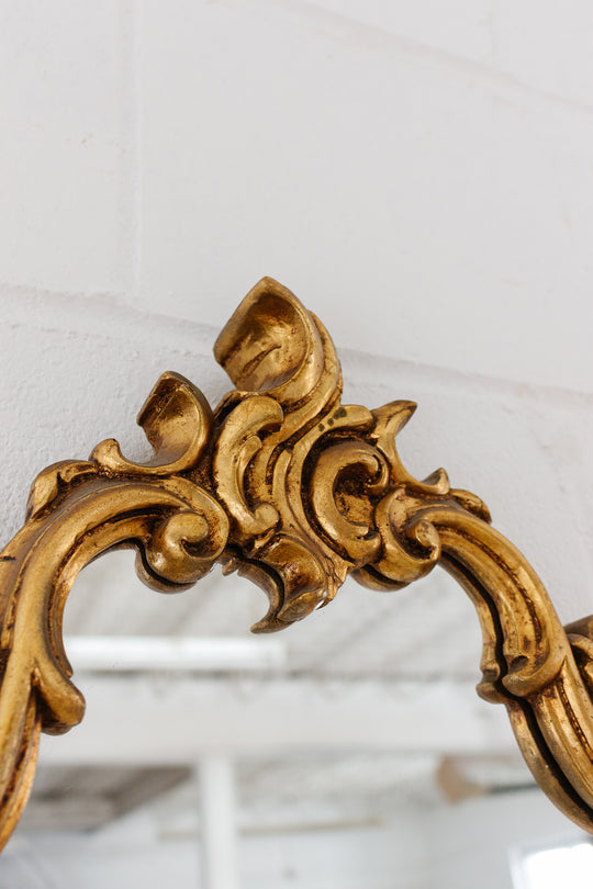 midcentury French rococo Louis XV style gilt wood mirror