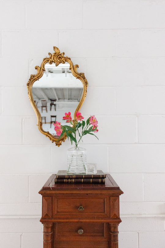 midcentury French rococo Louis XV style gilt wood mirror