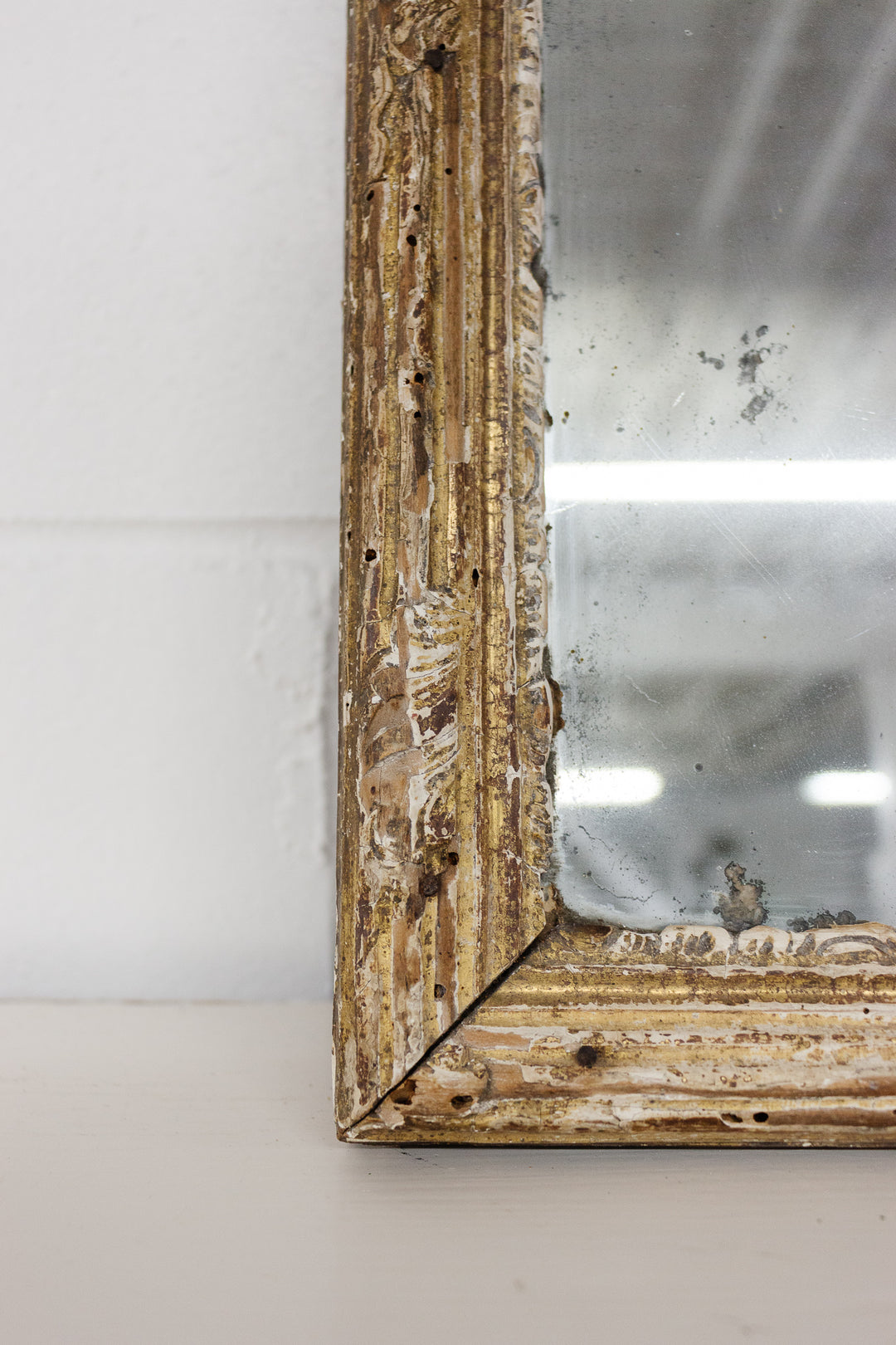 19th century french distressed gilt mirror