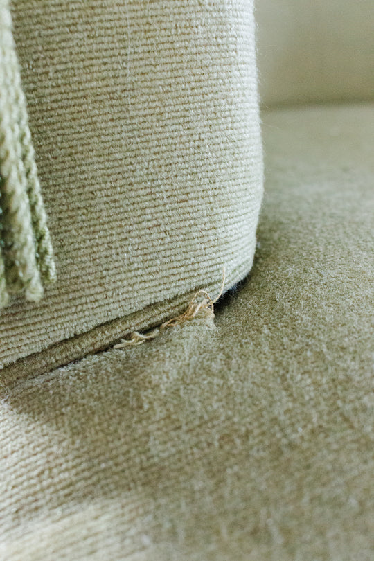 antique french *salvage* velvet crapaud chair with fringe