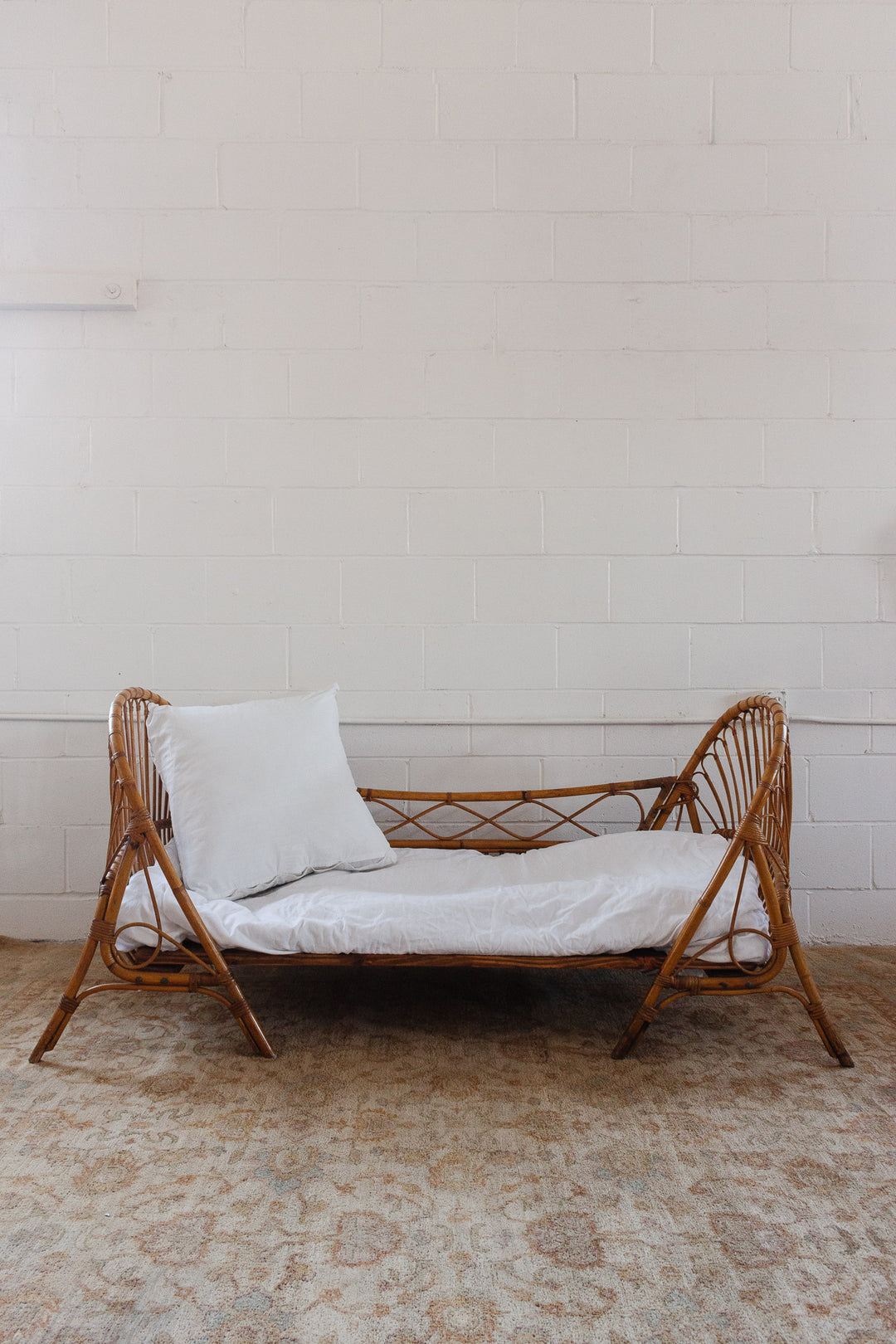 1950s French bamboo basket daybed