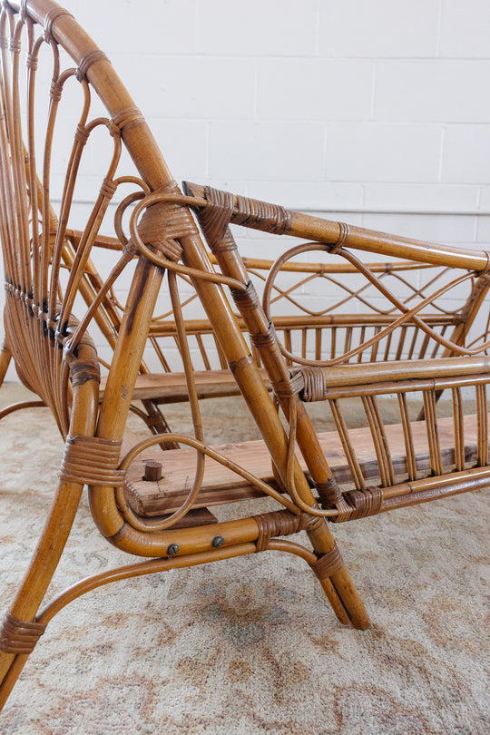 1950s French bamboo basket daybed