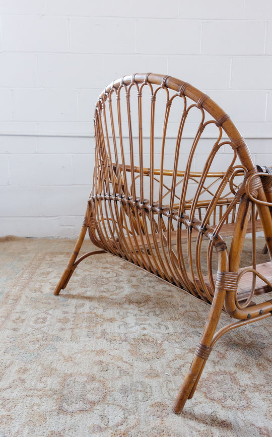 1950s French bamboo basket daybed