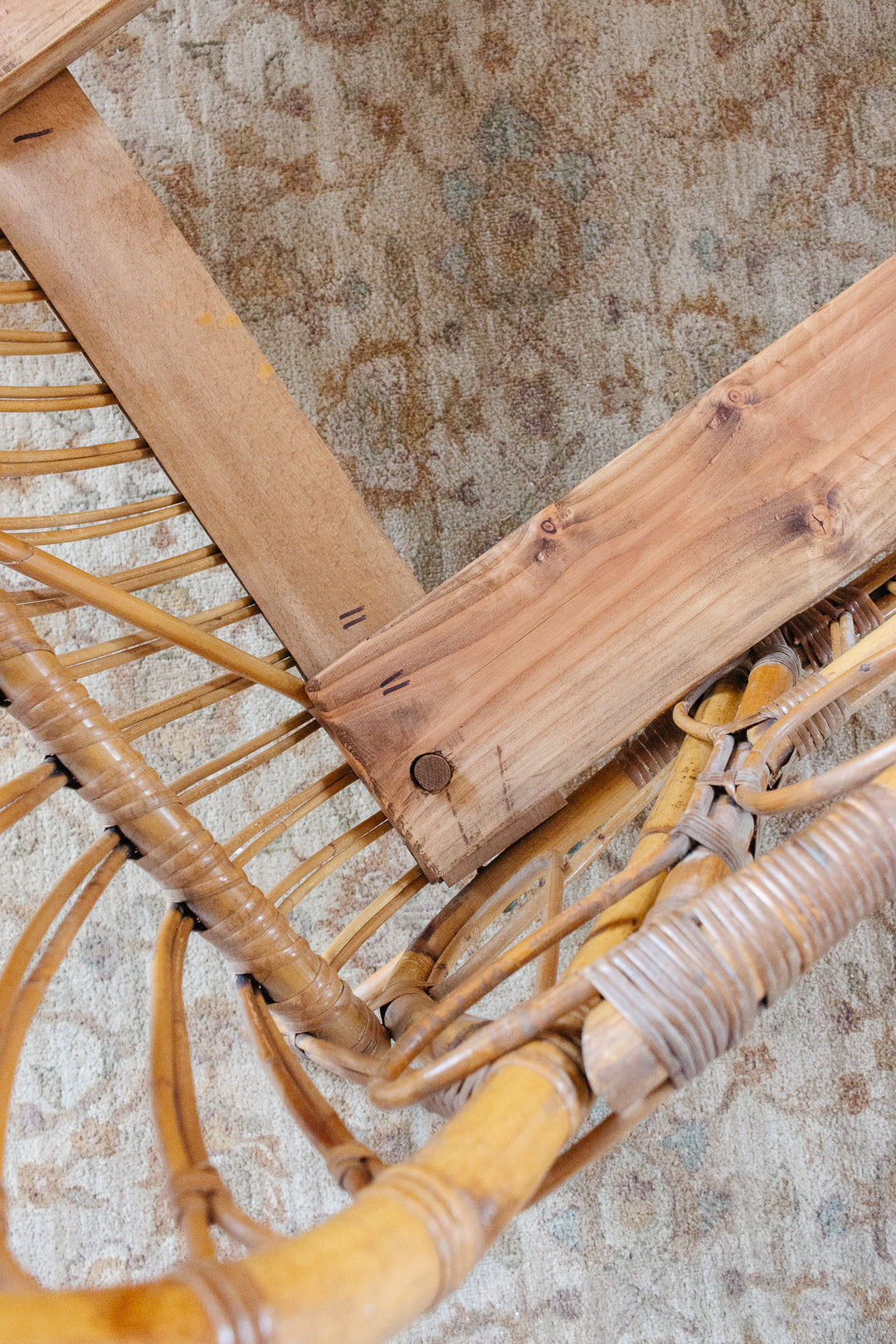 1950s French bamboo basket daybed