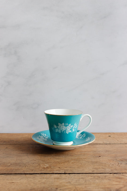 vintage Aynsley robin's egg blue tea cup and saucer