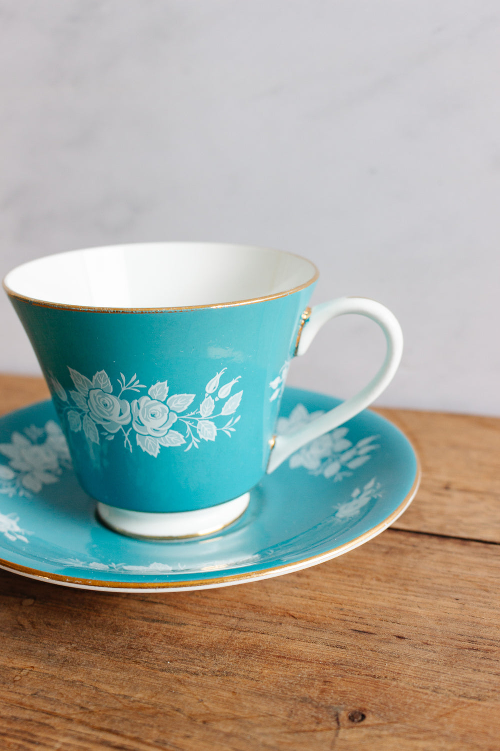 vintage Aynsley robin's egg blue tea cup and saucer