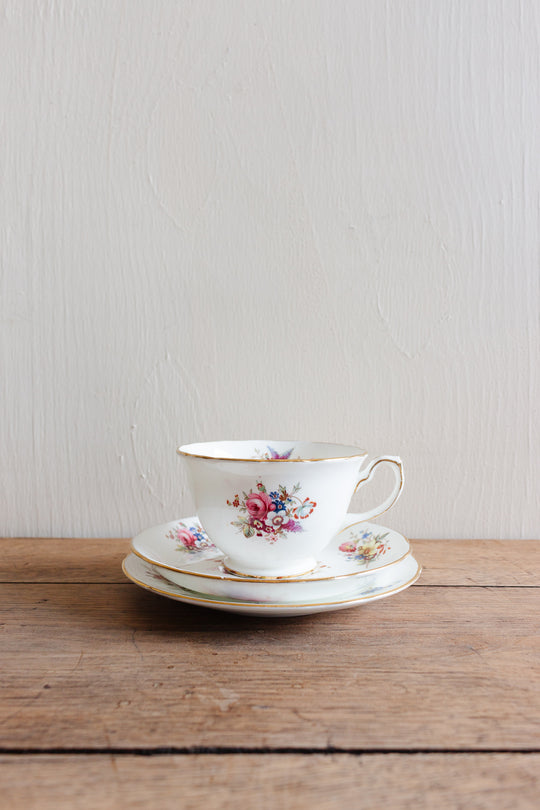 antique signed Hammersley "minuet" tea cups, set of three