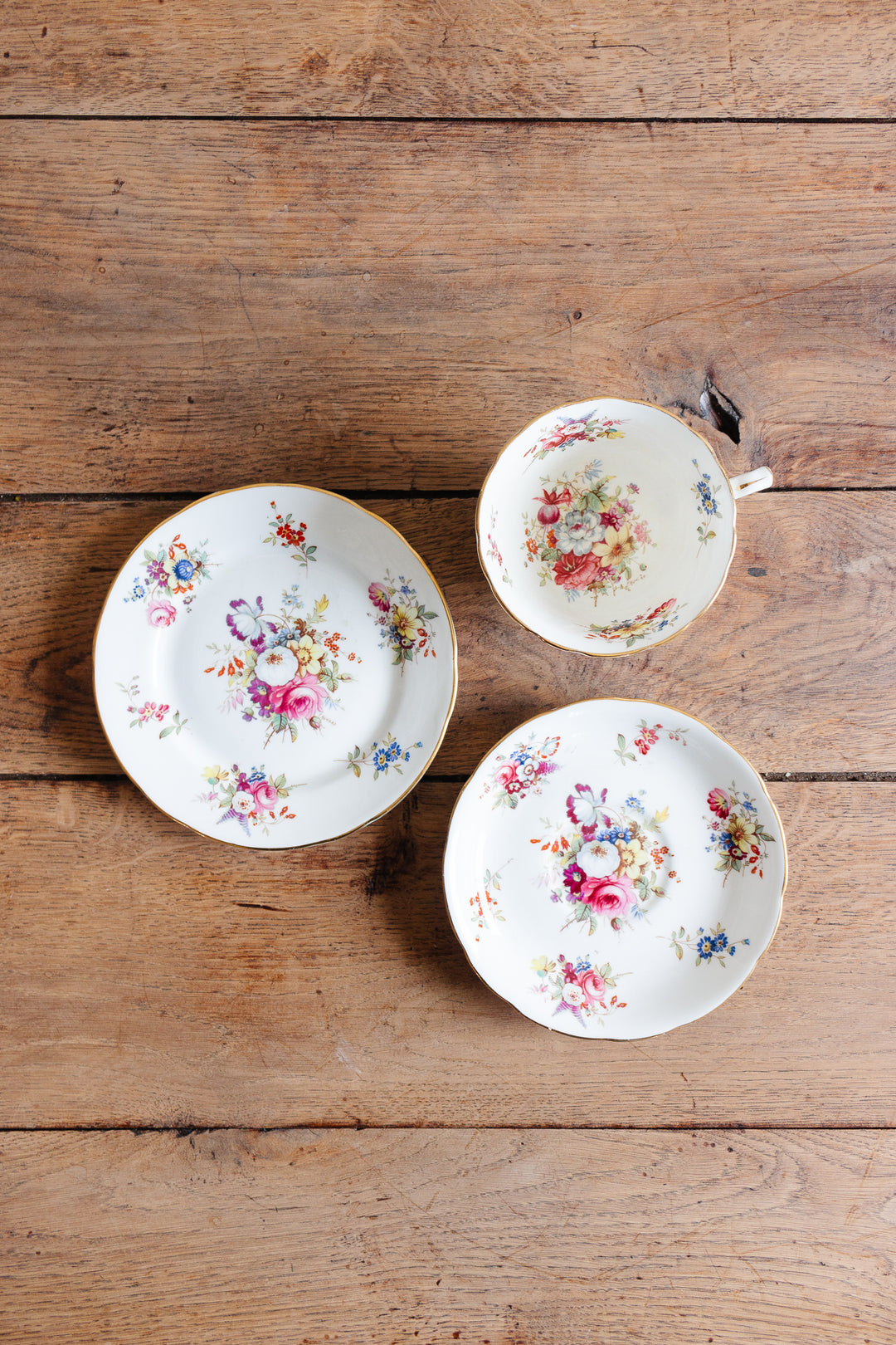 antique signed Hammersley "minuet" tea cups, set of three