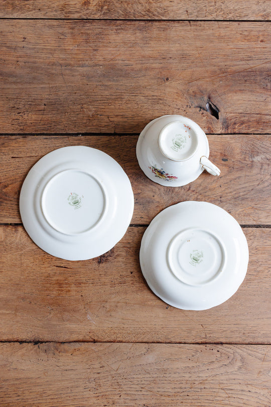 antique signed Hammersley "minuet" tea cups, set of three