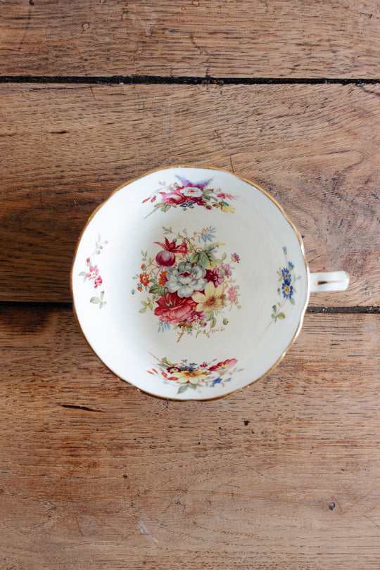 antique signed Hammersley "minuet" tea cups, set of three