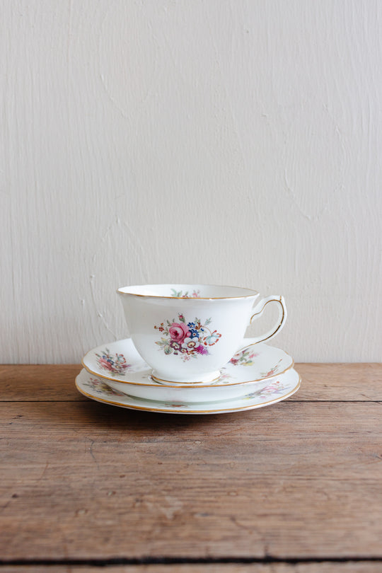 antique signed Hammersley "minuet" tea cups, set of three