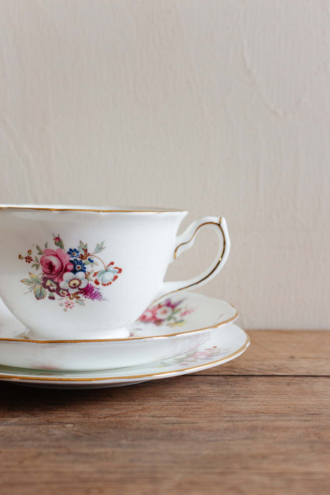 antique signed Hammersley "minuet" tea cups, set of three