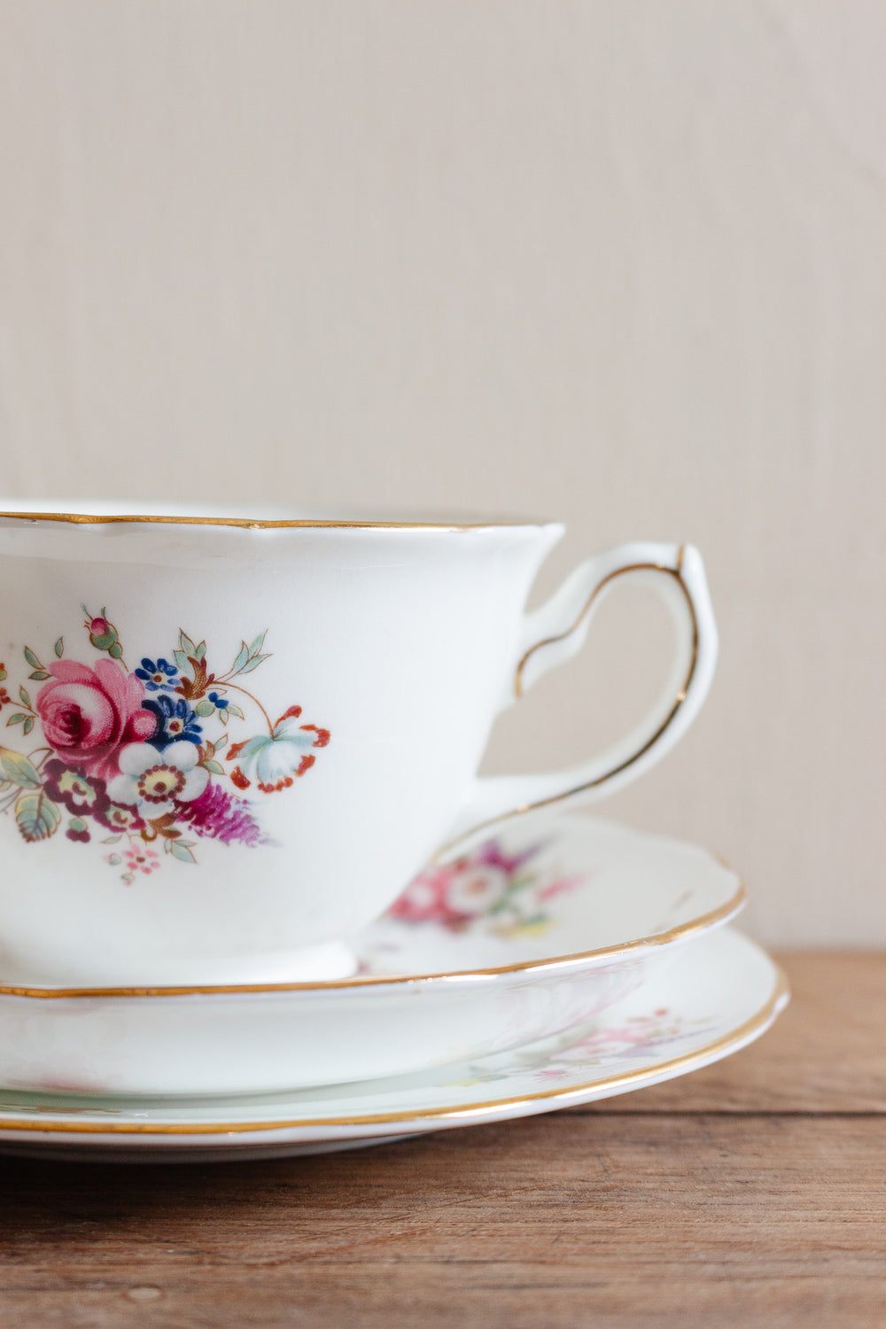 antique signed Hammersley "minuet" tea cups, set of three