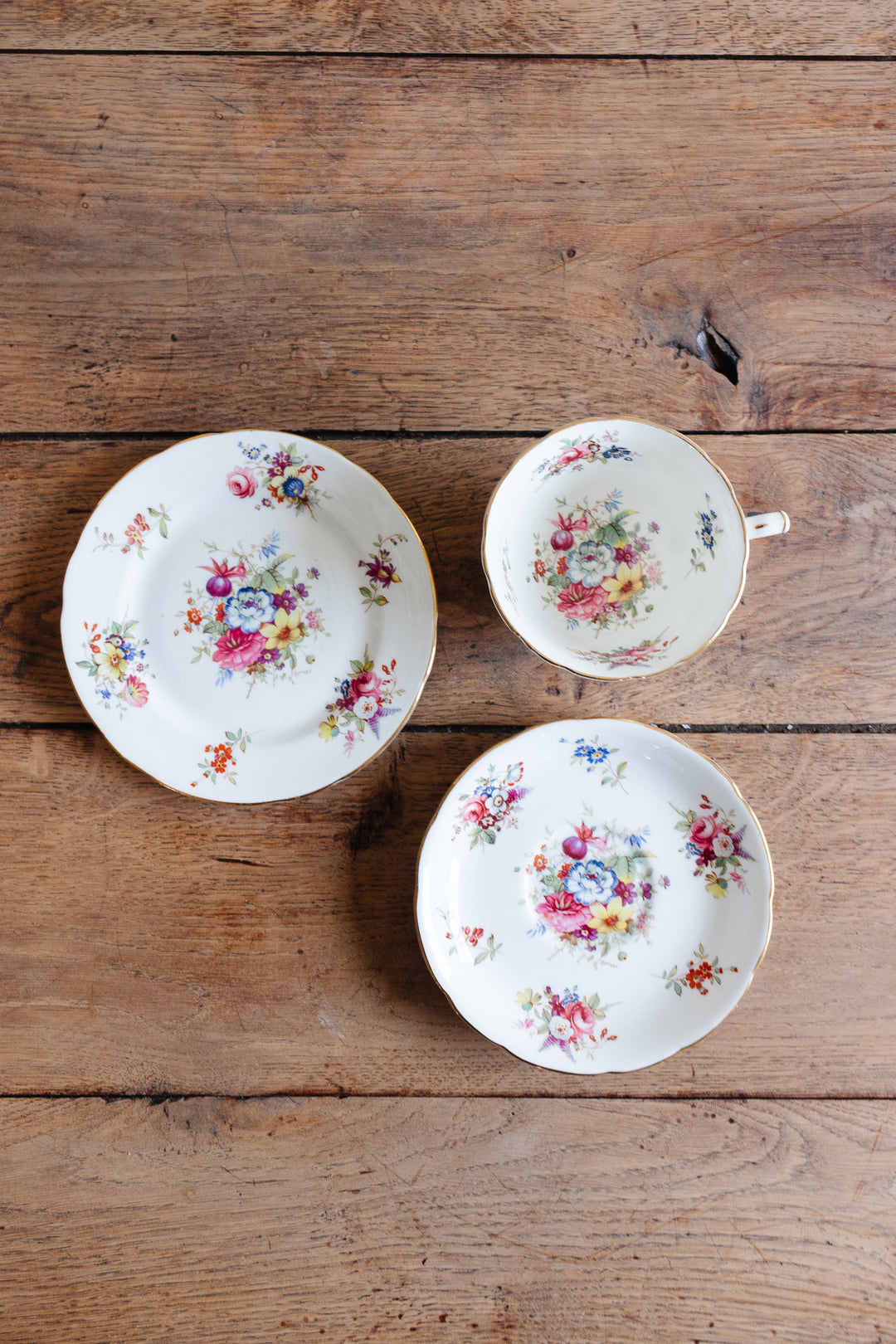 antique signed Hammersley "minuet" tea cups, set of three