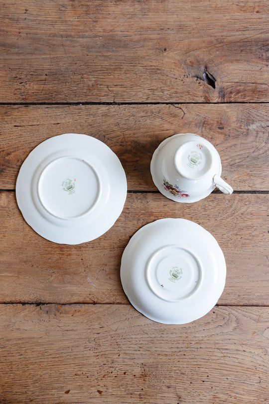 antique signed Hammersley "minuet" tea cups, set of three