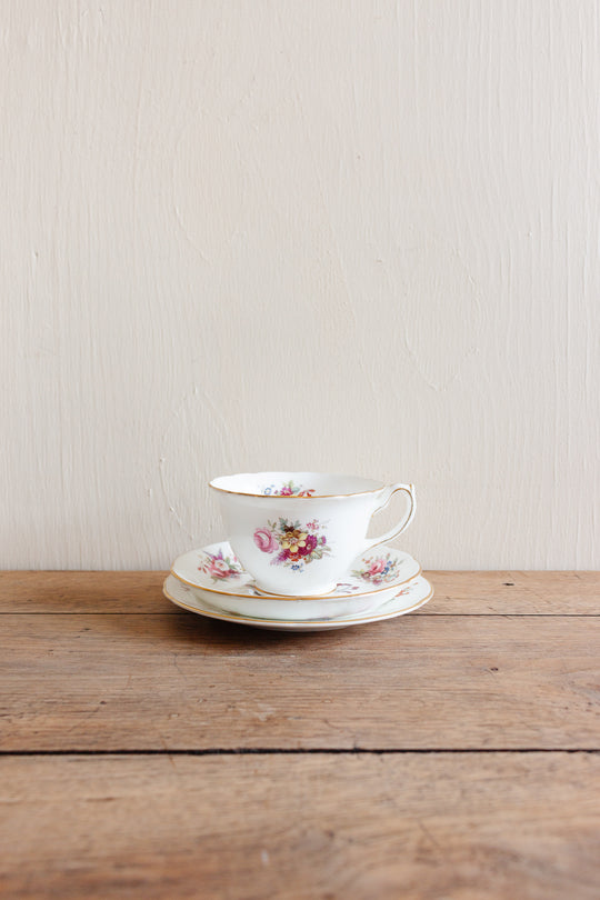 antique signed Hammersley "minuet" tea cups, set of three