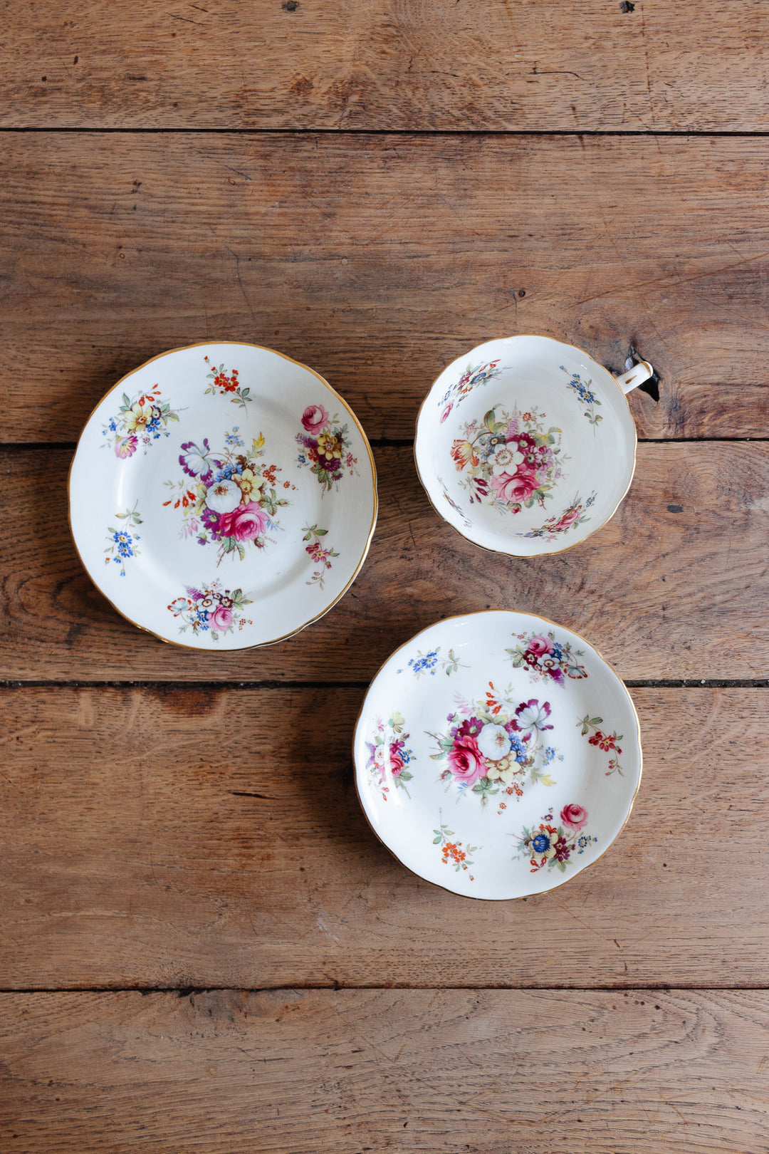 antique signed Hammersley "minuet" tea cups, set of three