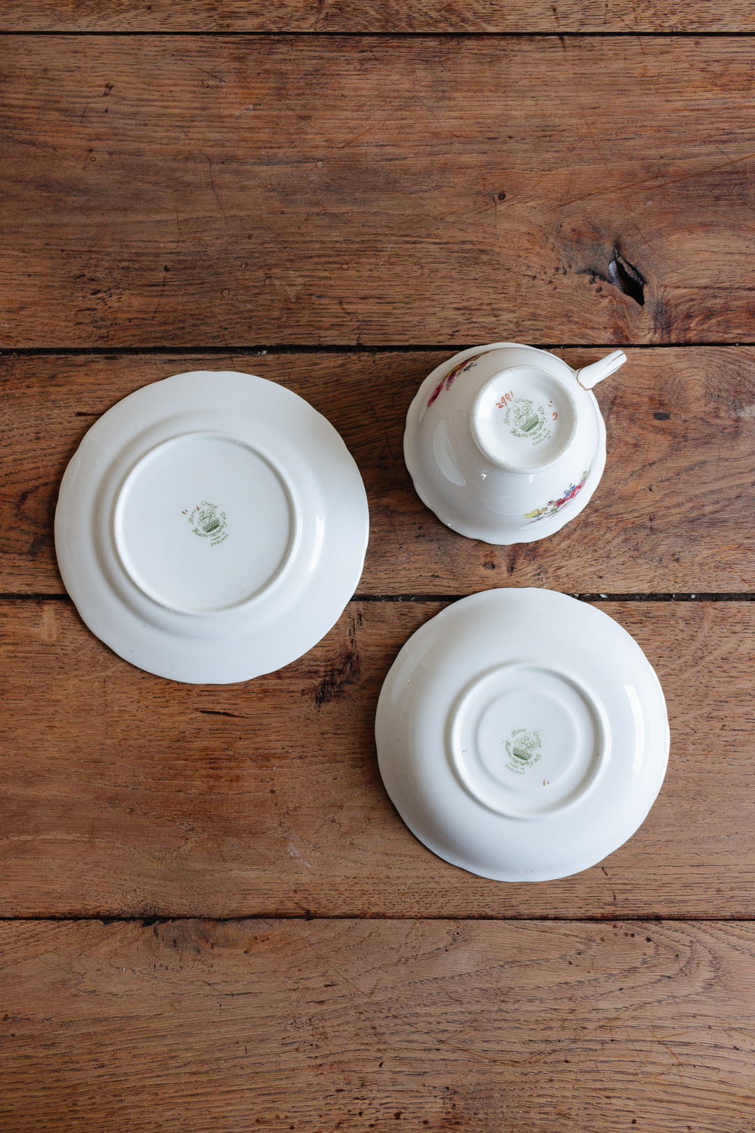 antique signed Hammersley "minuet" tea cups, set of three