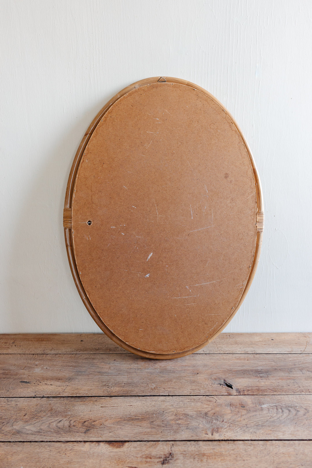 vintage french rattan oval mirror