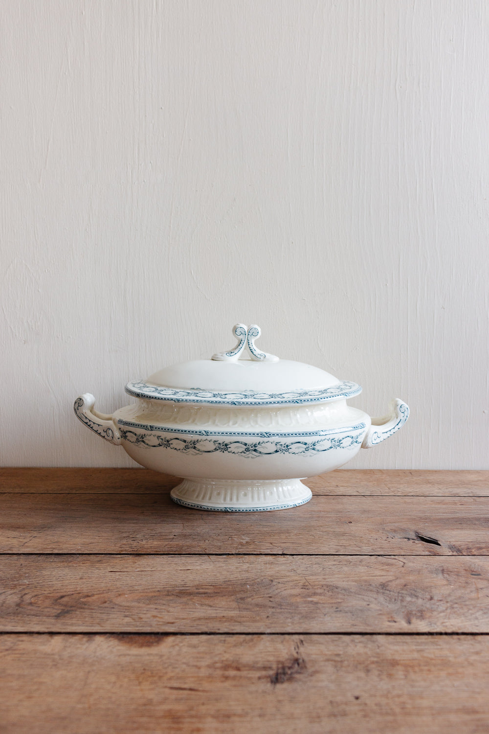 antique french transferware oval soupière